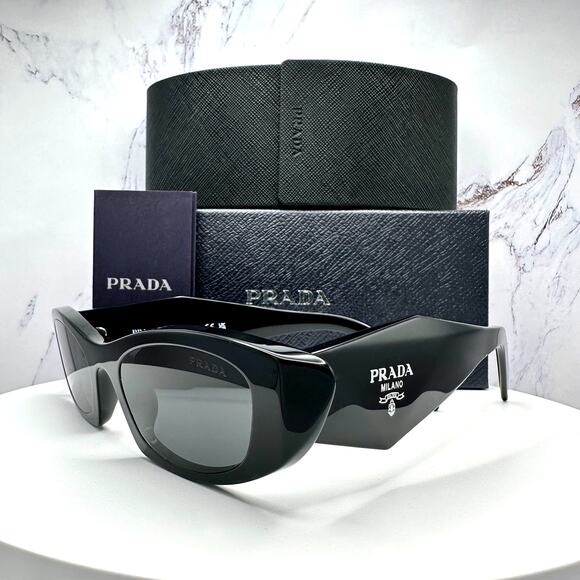 New PRADA Sunglasses Black Oval Cat Eye Symbole Logo main image 9